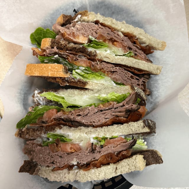 Roast Beef Club Sandwich.