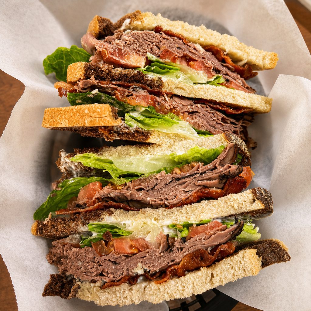 Roast Beef Club Sandwich.
