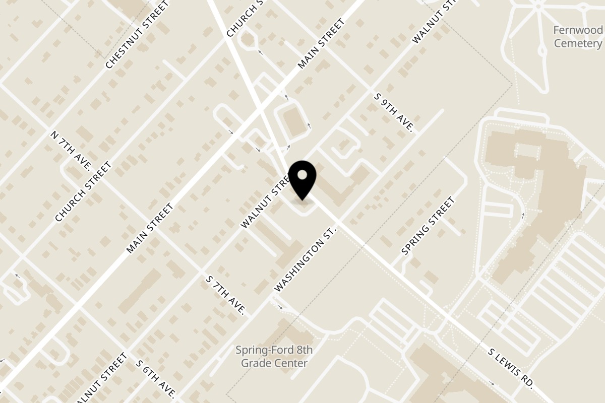 Map showing the location of Tom's Bar and Grille on 772 Walnut Street in Royersford